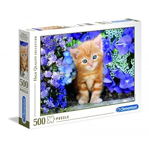 500 Parça Yetişkin Puzzle, Ginger Cat In Flowers Temalı