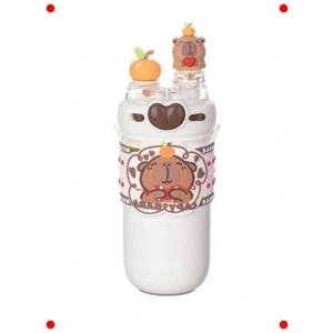 520ml Hayvan Desenli Paslanmaz Çelik Termos - Pipetli