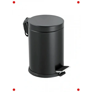 5L Pedallı Paslanmaz Çelik Çöp Kovası, Siyah