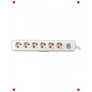 6lı Anahtarlı Topraklı Priz (2 Metre Kablolu)