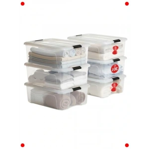 6lı İstiflenebilir Şeffaf Saklama Kutusu Seti - 30 Litre