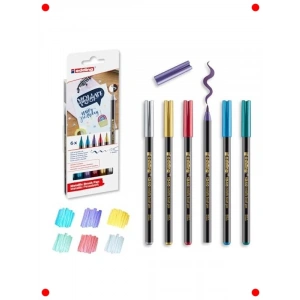 6lı Metalik Fırça Uçlu Keçeli Kalem Seti