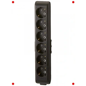 6lı Topraklı Klemensli Çoğaltıcı Priz - Siyah