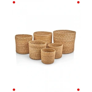 6lı Yuvarlak Hasır Organizer Saksı Seti