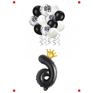 6 Rakam Siyah Balon ve Parti Seti
