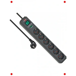 6 Soketli Siyah Akım Korumalı Priz – 13.500A