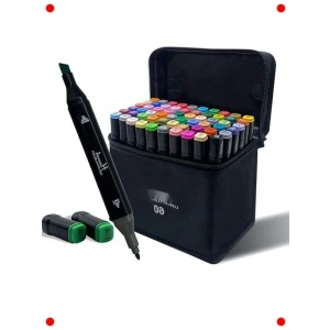60lı Çift Taraflı Marker Kalem Seti, Çantalı