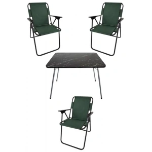 60X80 Granit Desenli Katlanır Masa ve Sandalye Seti