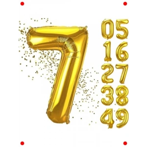 7 Yaş Doğum Günü Rakam Balonu - Gold, 102 cm