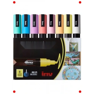 8li Yumuşak Renk Poster Markör Kalem Seti PC-5M