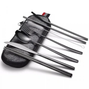 8 parça çantalı yolculuk seti, paslanmaz çelik