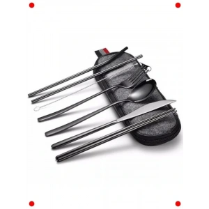 8 Parça Taşınabilir Seyahat Çatal Bıçak Seti