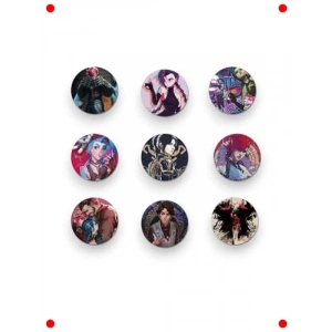 9 Adet Karakter Temalı 44mm Metal Rozet Seti