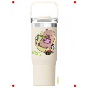 950 ml Çelik Termos Kupa (Pipetli ve Kulplu)