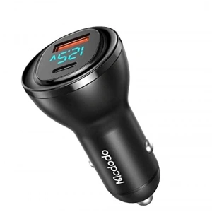 95W Araç Çakmak Şarjı, Dijital Göstergeli, Type-C ve USB Girişi