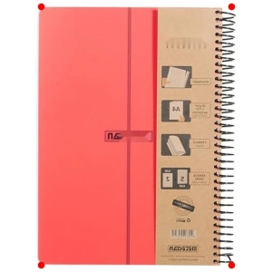 A4 Bölmeli Spiralli Defter - 7 Konu, Kırmızı PP Kapak