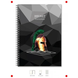 A4 Kareli Defter - 200 Sayfa, Kask Desenli