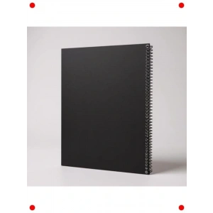 A4 Kareli Spiralli Not Defteri - 60 Yaprak, Siyah Kapak