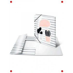 A4 Lastikli Yaldızlı Kaktüs Desenli Dosya