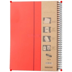 A4 Spiralli 5 Konulu Defter, Kırmızı (4 Kareli, 1 Çizgili)