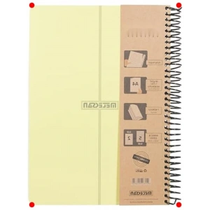 A4 Spiralli Çok Konulu Defter, Pastel Sarı, 210 Yaprak