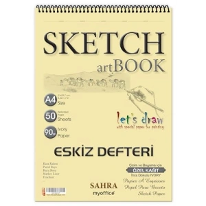 A4 Spiralli Eskiz Defteri, 50 Yaprak, 90 gr Kağıt