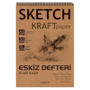 A4 Spiralli Eskiz Defteri, 90 gr. 50 Yaprak ile