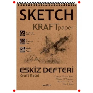 A4 Spiralli Kraft Eskiz Defteri 90 gr - 50 Yaprak