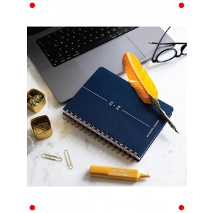 A5 Keten Kapaklı 16 Aylık Spiralli Ajanda - Lacivert