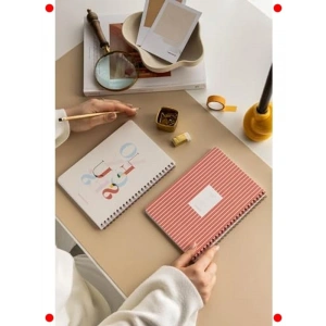 A5 Kırmızı Spiralli Kareli Okul Defteri - 2li Set