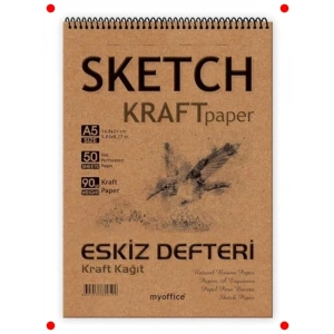 A5 Kraft Spiralli Eskiz Defteri - 50 Yaprak