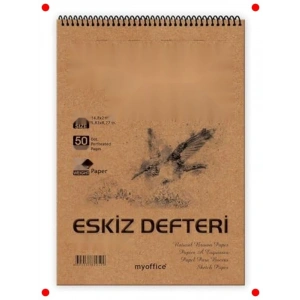 A5 Kraft Spiralli Eskiz Defteri - 50 Yaprak