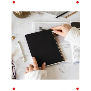 A5 Siyah Kraft Kapaklı Düz Not Defteri, 70 Yaprak