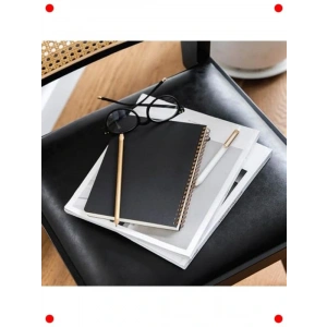 A5 Siyah Kraft Kapaklı Kareli Not Defteri, 70 Yaprak