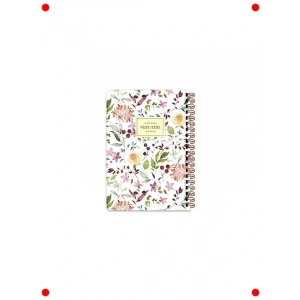 A5 Spiralli Çiçek Desenli Akademik Ajanda