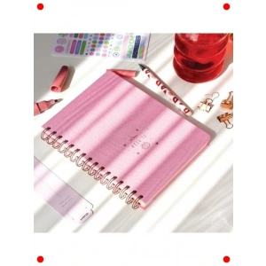 A5 Spiralli Defter, Sert Keten Kapak, Noktalı, Şeker Pembe