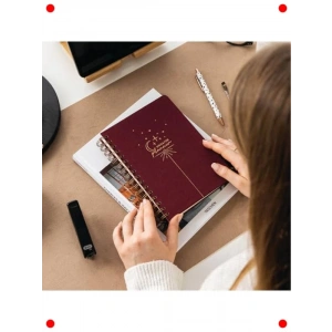 A5 Spiralli Keten Kapak Süresiz Ajanda - Bordo