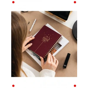 A5 Spiralli Keten Kapak Süresiz Ajanda - Bordo