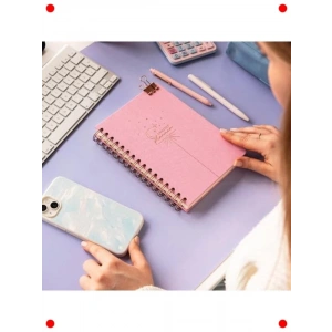 A5 Spiralli Keten Süresiz Planlayıcı Ajanda - Şeker Pembe