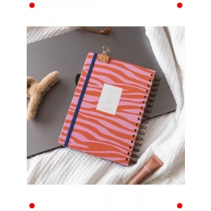 A5 Spiralli Noktalı Not Defteri, Kırmızı Zebra