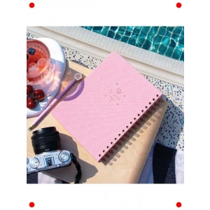 A5 Spiralli Sert Kapak Keten Defter (Şeker Pembe)