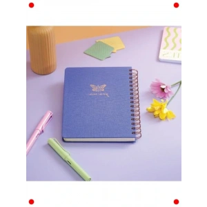 A5 Spiralli Sert Kapak Not Defteri - Lila (Çizgisiz)