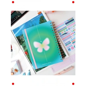 A5 Spiralli Süresiz Ajanda - Kelebek Tasarım