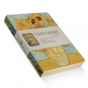 A6 Boyutunda 4lü Defter Seti, Van Gogh Desenli, 192 Sayfa