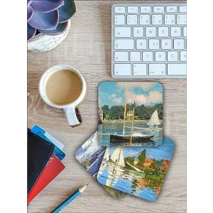 Ahşap Bardak Altlığı Seti, Claude Monet Temalı, 6lı