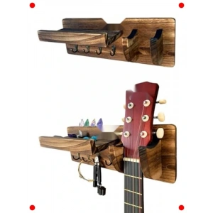 Ahşap Duvar Tipi Gitar Askısı - Şık ve Güvenli