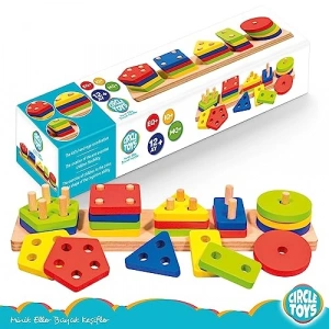 Ahşap Geometrik Şekiller Seti, 5 Parça ile Eğlenceli Öğrenme Deneyimi