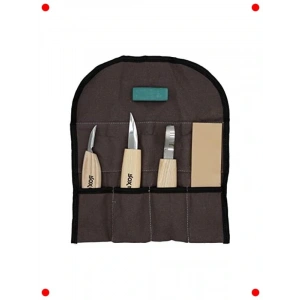 Ahşap Oyma Bıçak Seti 5 Parça - Kanvas Çantalı