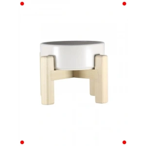 Ahşap Standlı Seramik Mama & Su Kabı - Ergonomik