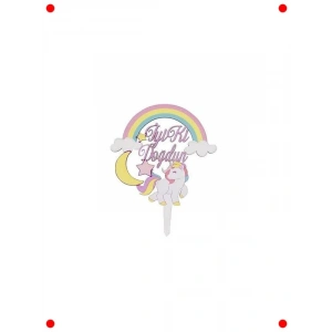 Ahşap Tekboynuz Temalı Pasta Süsü